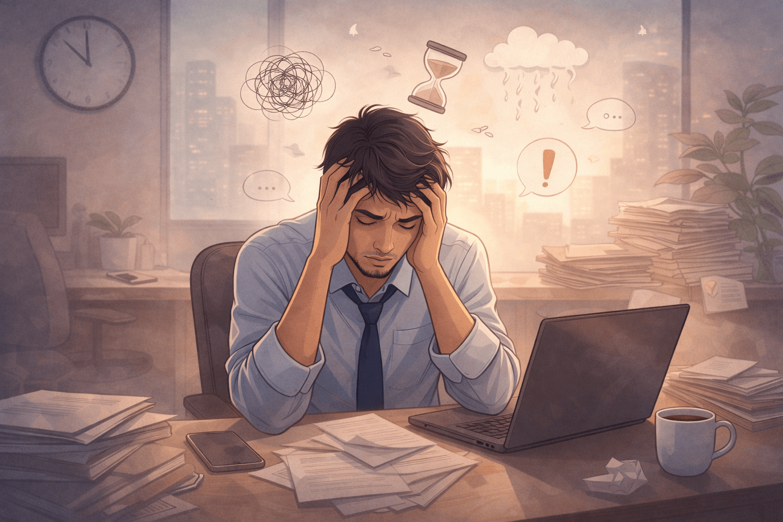 Symbolic illustration representing work pressure leads to emotional burnout